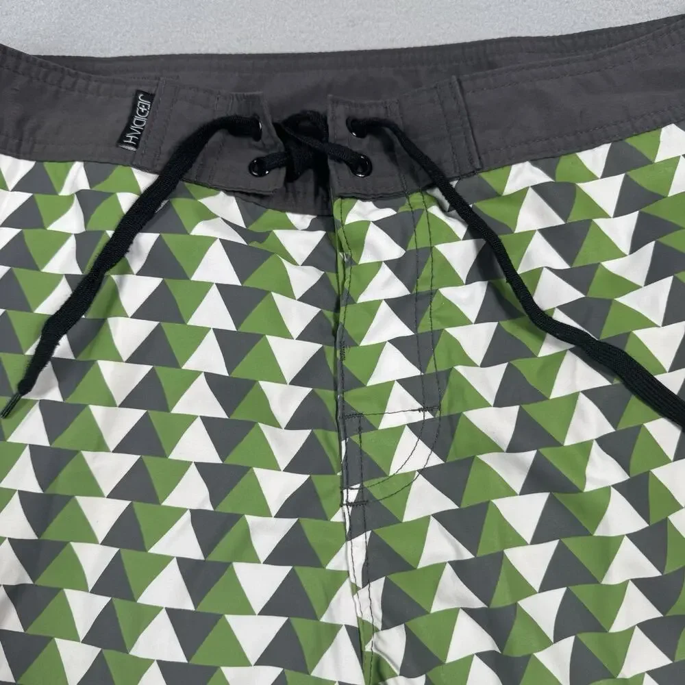 Jedidiah Men’s Board Shorts‎ Size 34 Green Gray Triangle Surf Swim USA